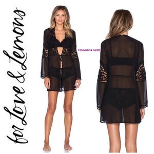 { For Love & Lemons } : Skivvies - “Annabelle” Black Crochet Lace Robe